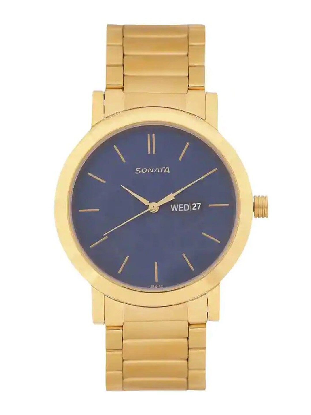 

Sonata Men Round Dial & Bracelet Style Straps Analogue Watch- 77108YM05, Gold