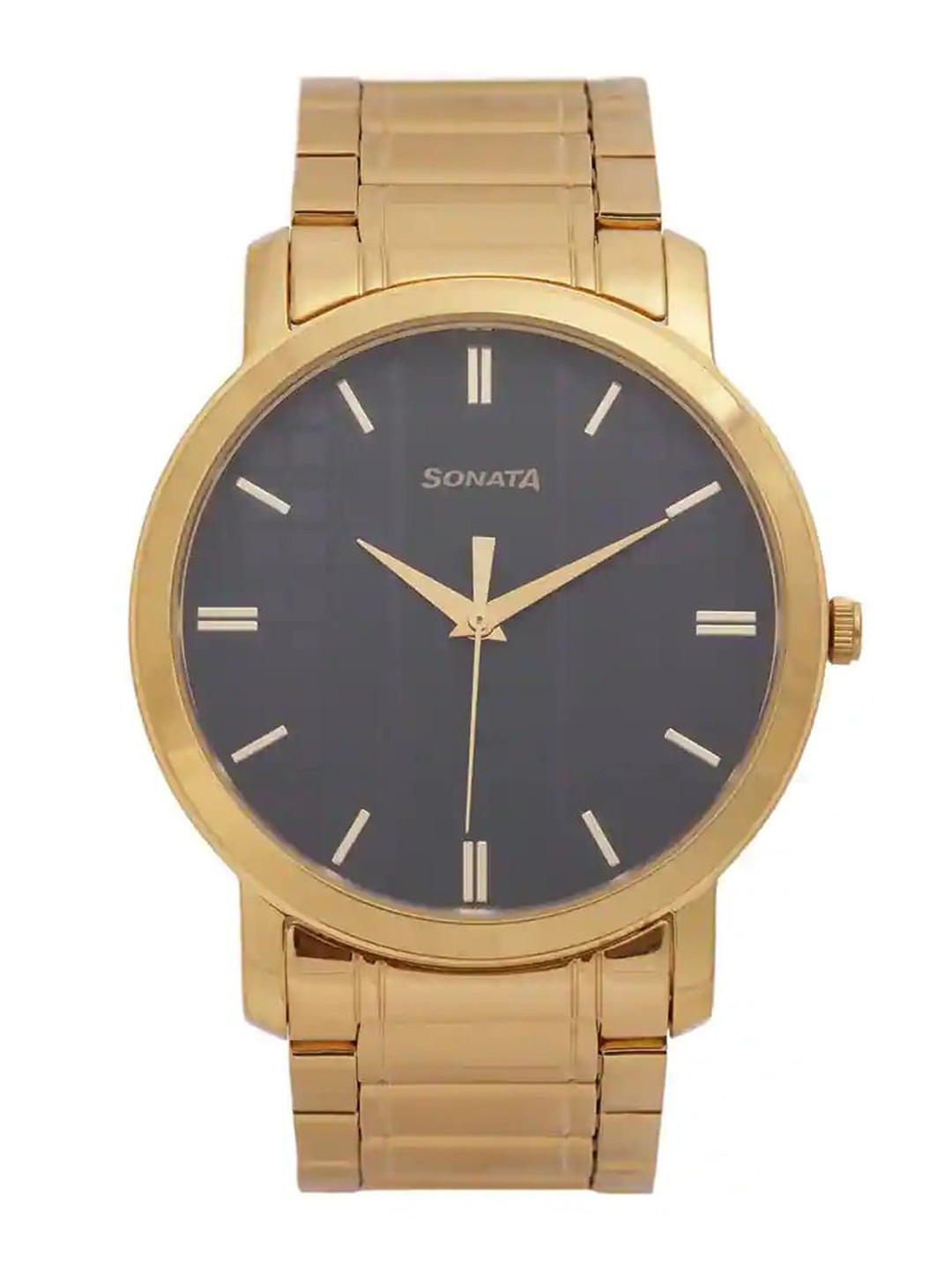 

Sonata Men Round Dial & Bracelet Style Straps Analogue Watch- 99701YM03, Gold