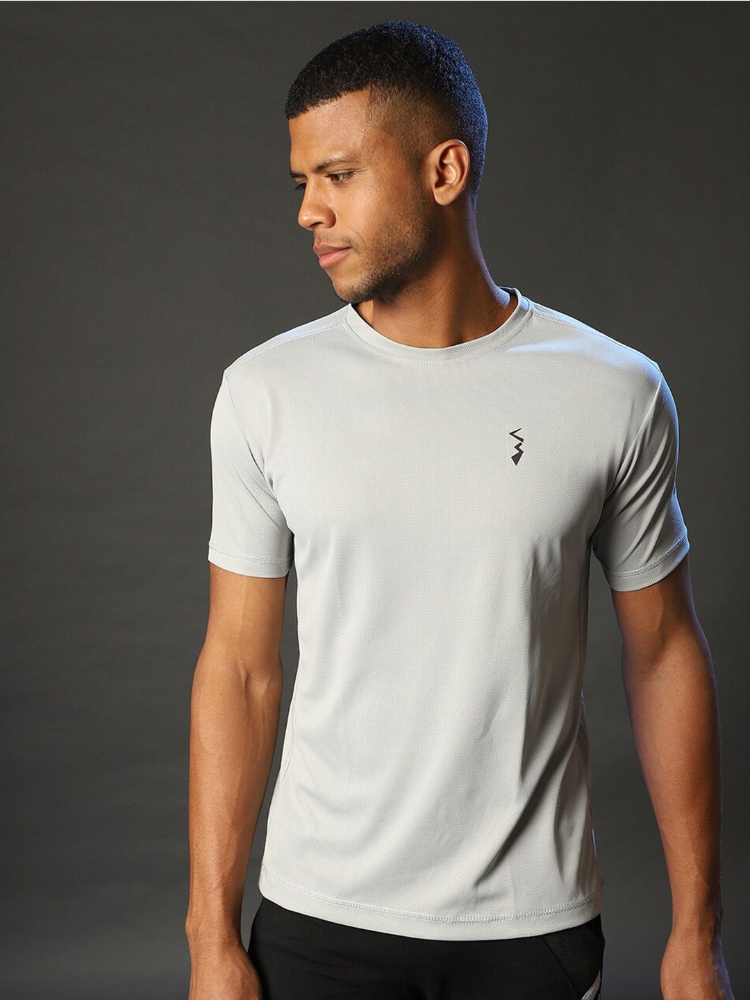 

Campus Sutra Grey Dry-Fit Training T-shirt