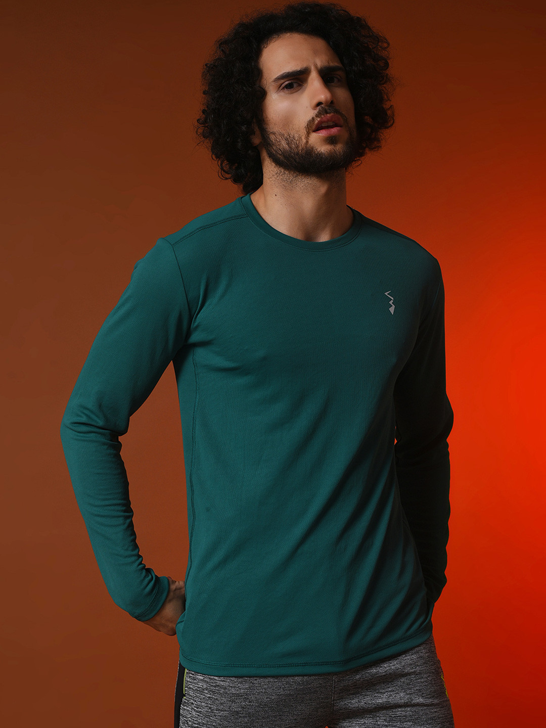 

Campus Sutra Green Dry-Fit Sports T-shirt