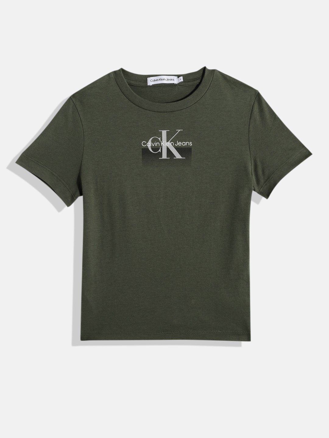 

Calvin Klein Jeans Boys Brand Logo Printed Organic Cotton T-shirt, Green