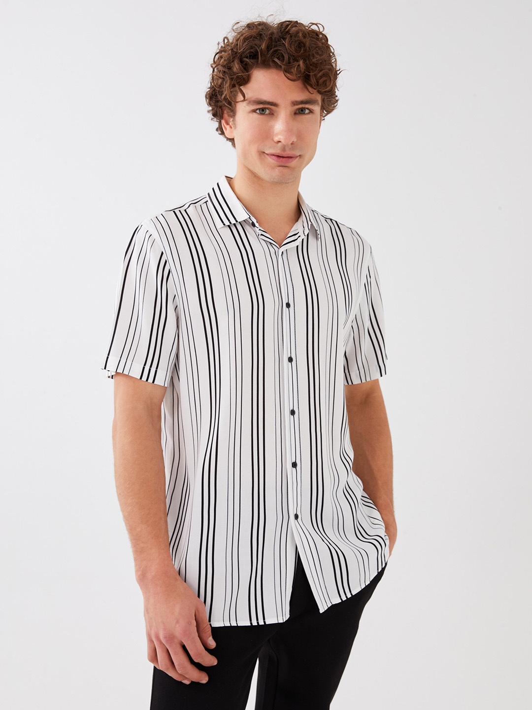 

LC Waikiki Vertical Striped Spread Collar Casual Shirt, White