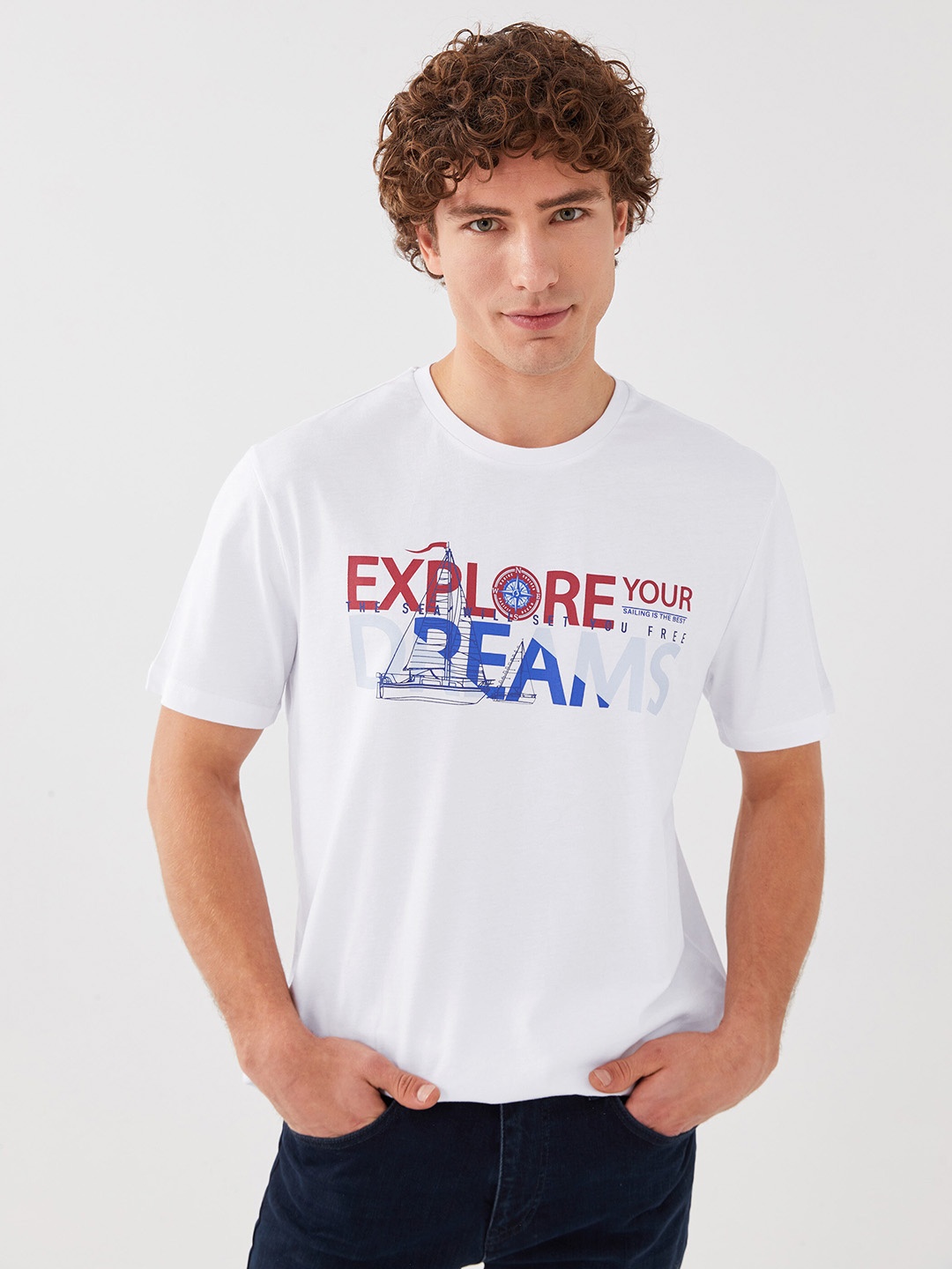 LC Waikiki Typography Printed Pure Cotton T-shirt, White