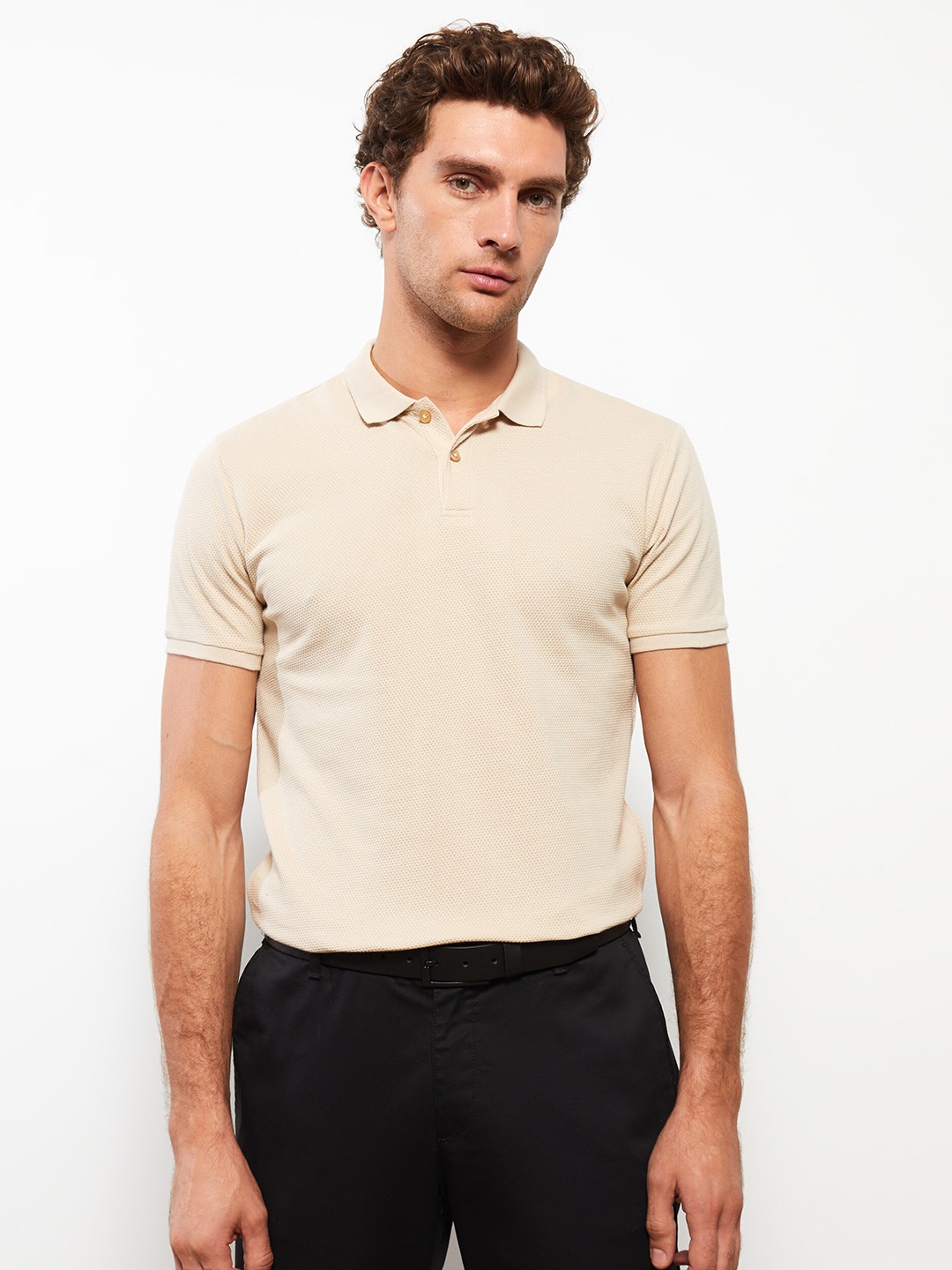 

LC Waikiki Polo Collar Pure Cotton Slim Fit T-shirt, Beige