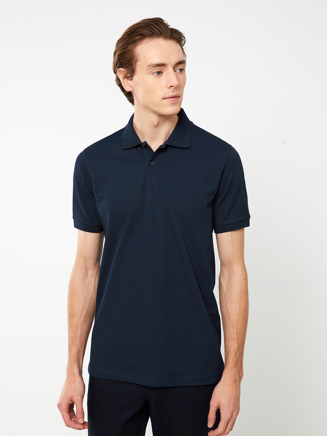 

LC Waikiki Men Polo Collar Pure Cotton T-shirt, Navy blue