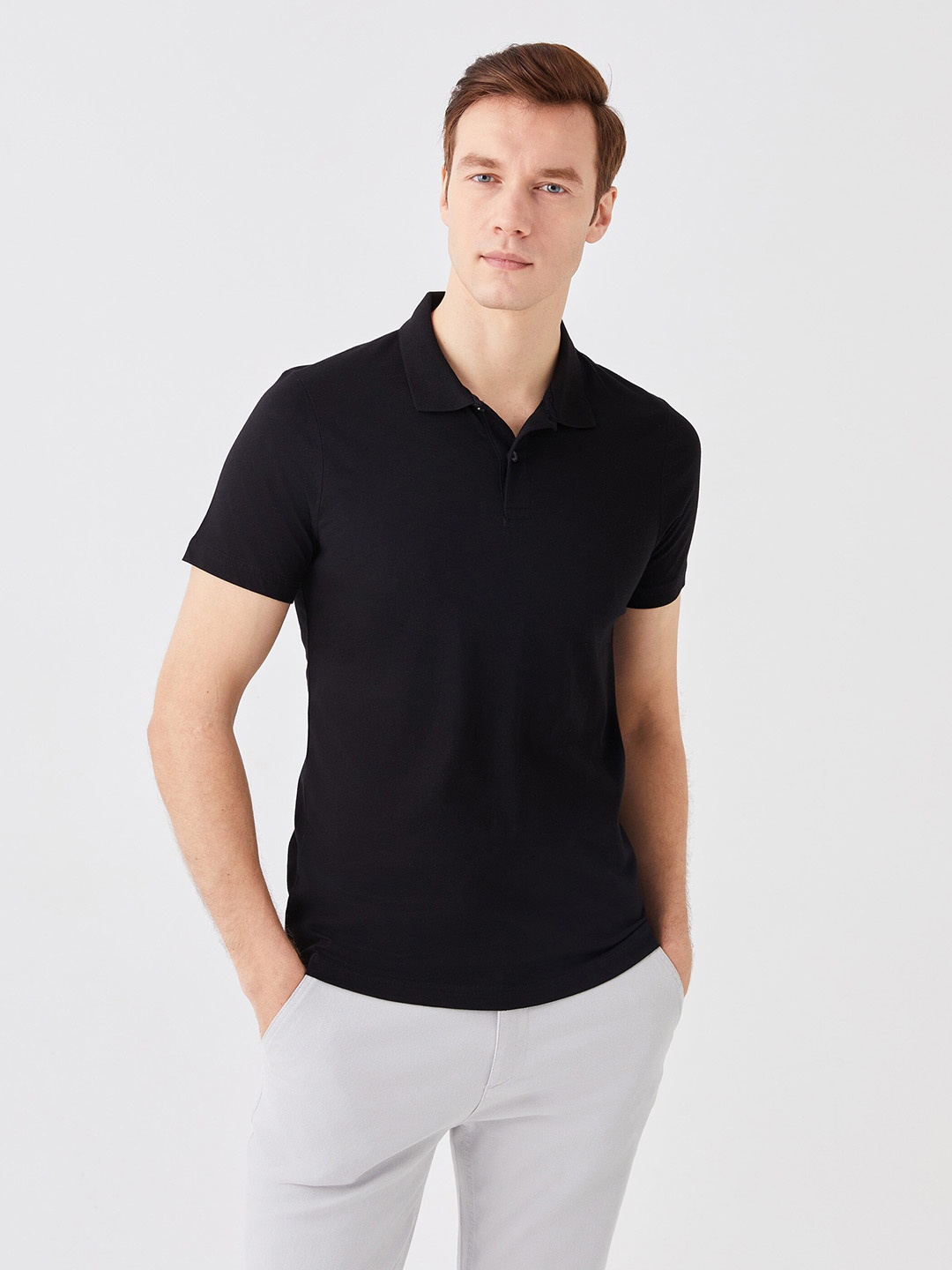 

LC Waikiki Polo Collar Pure Cotton Slim Fit T-shirt, Black