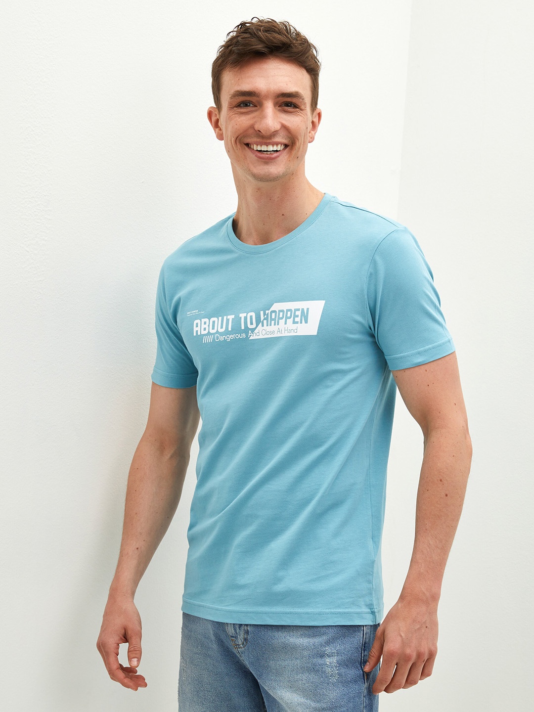 

LC Waikiki Typography Printed Pure Cotton T-shirt, Blue