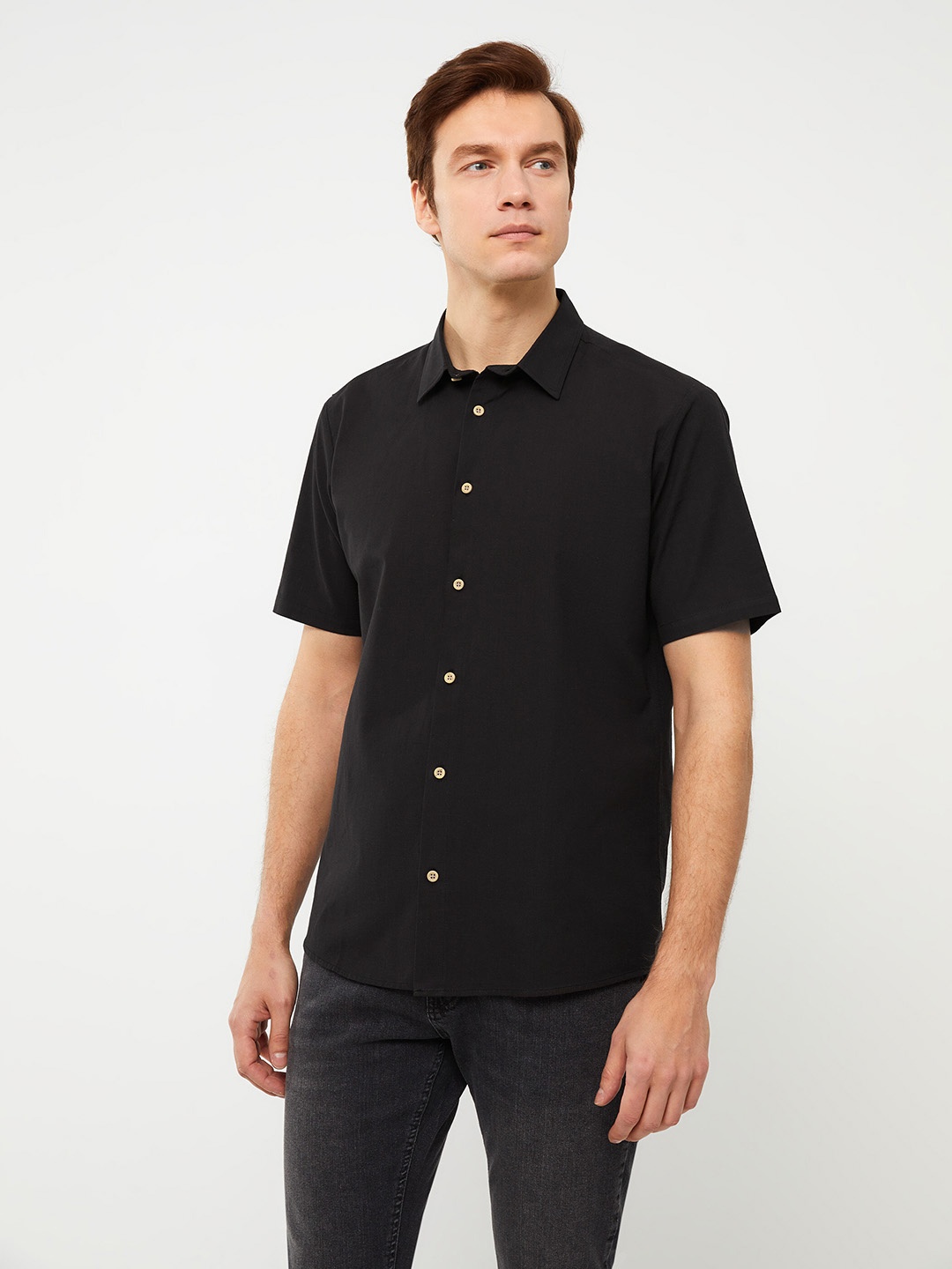 

LC Waikiki Regular Fit Spread Collar Casual Shirt, Black