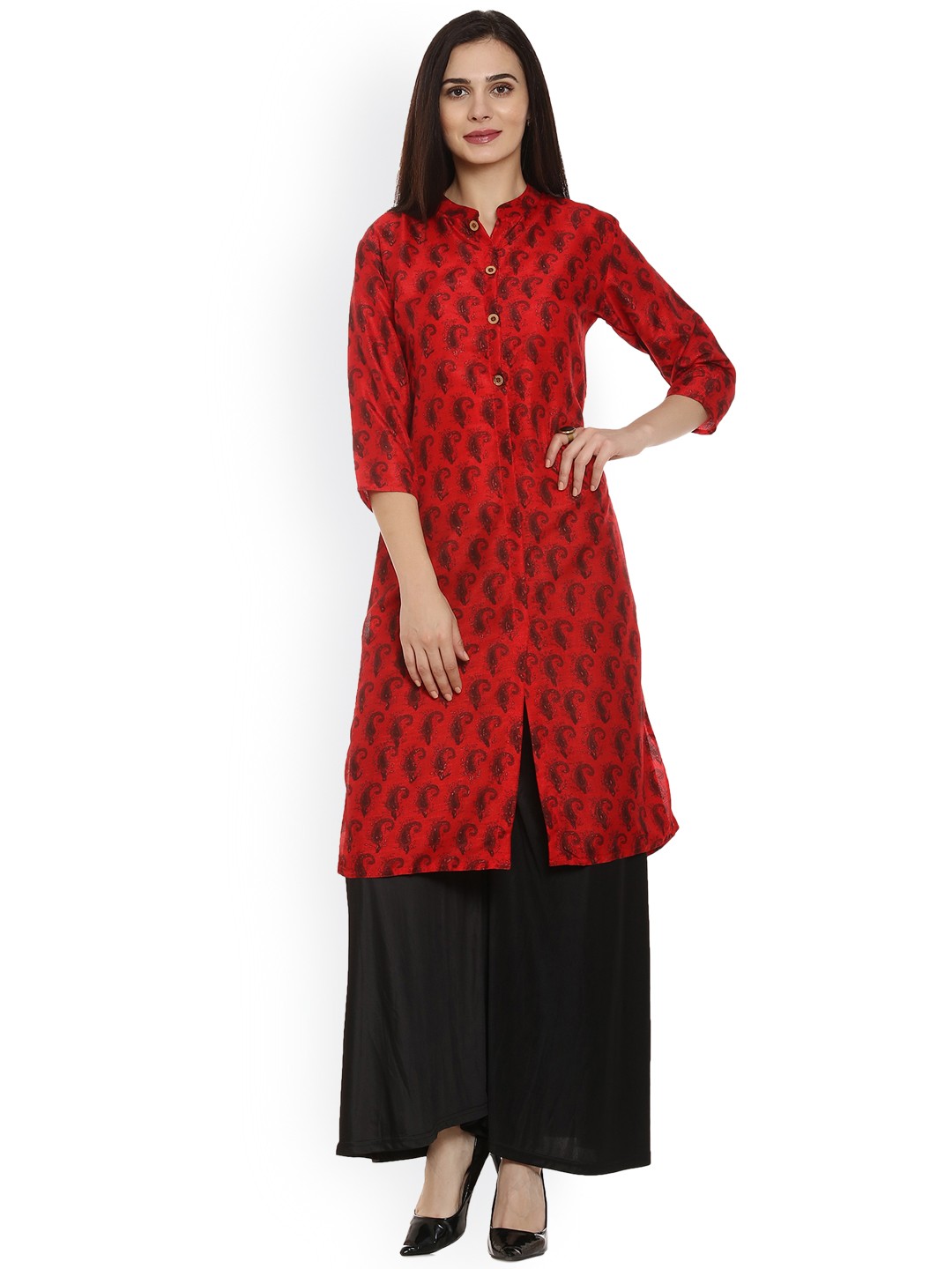 

Soch Women Red Printed A-Line Kurta