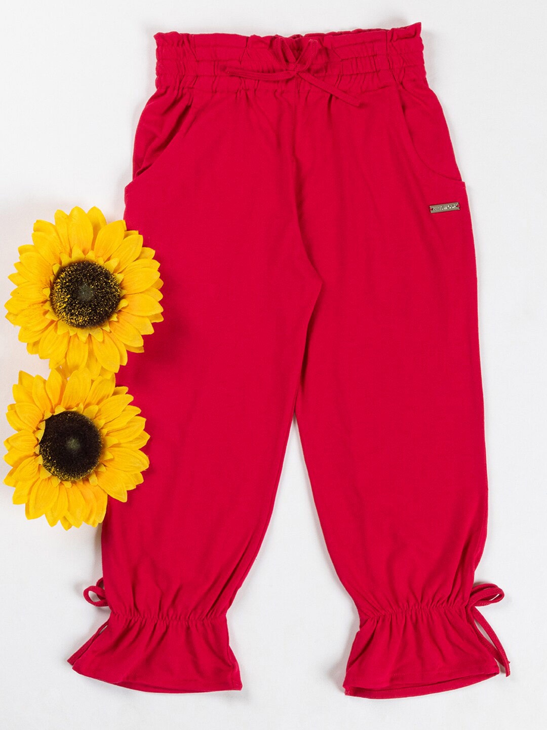 

Nins Moda Girls Relaxed Fit Cotton Capris, Magenta
