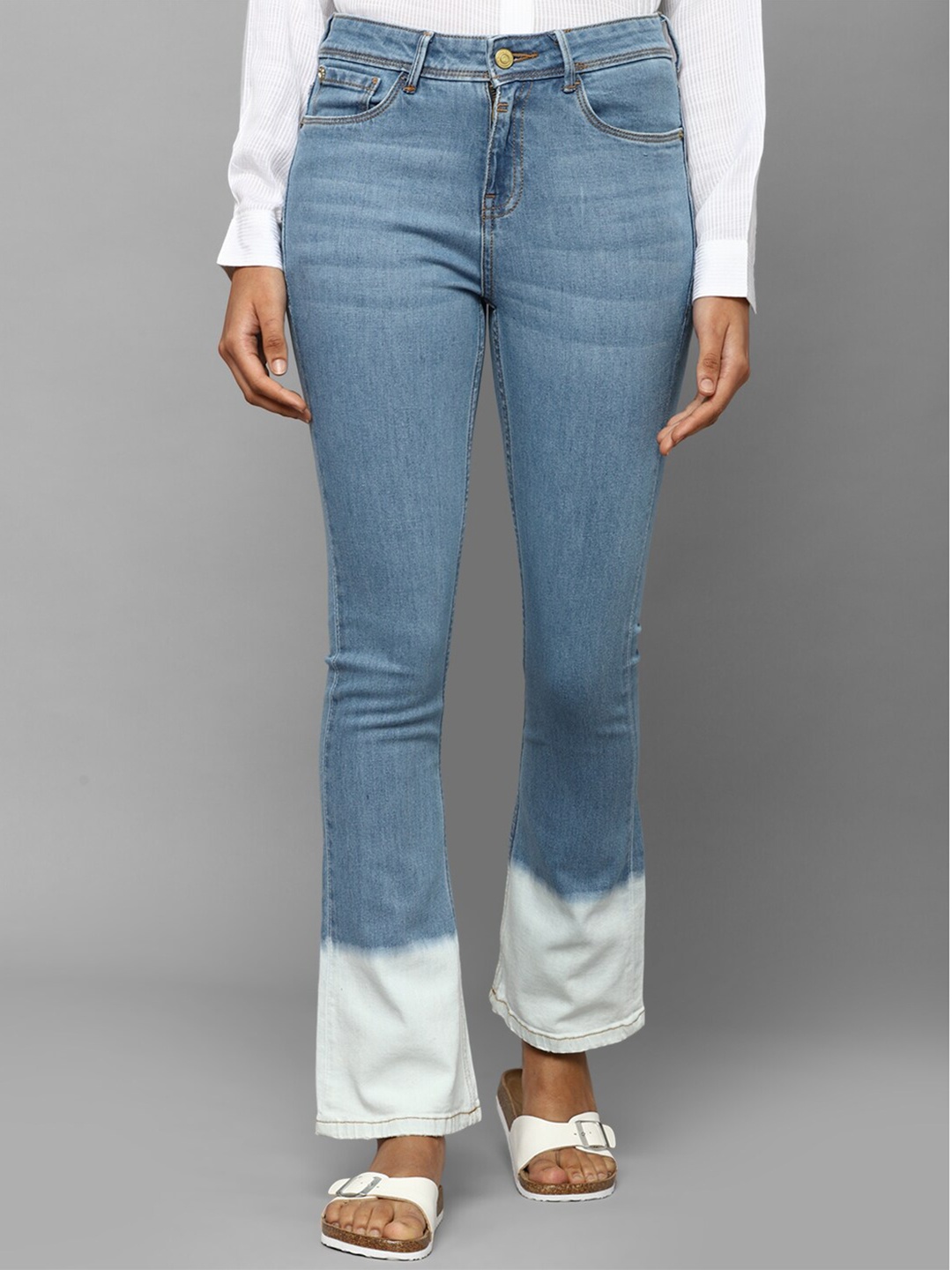 

Allen Solly Woman Mid-Rise Light Fade Ombre Bootcut Jeans, Blue