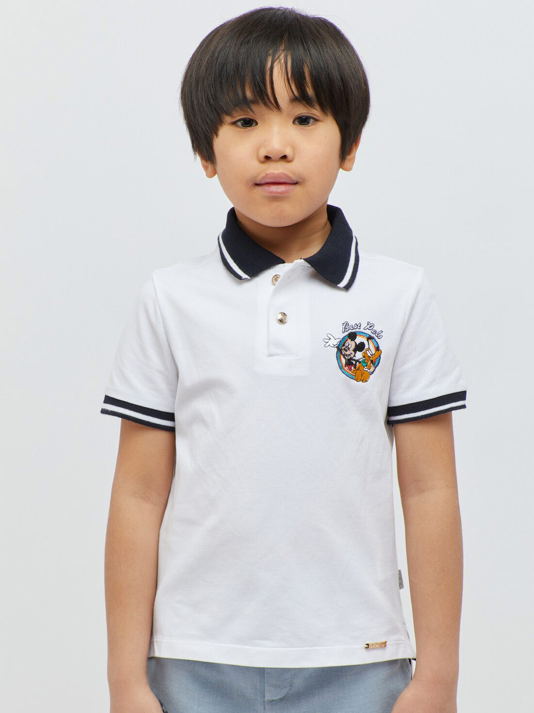 

One Friday Boys Mickey Mouse & Friends Printed Polo Collar T-shirt, White