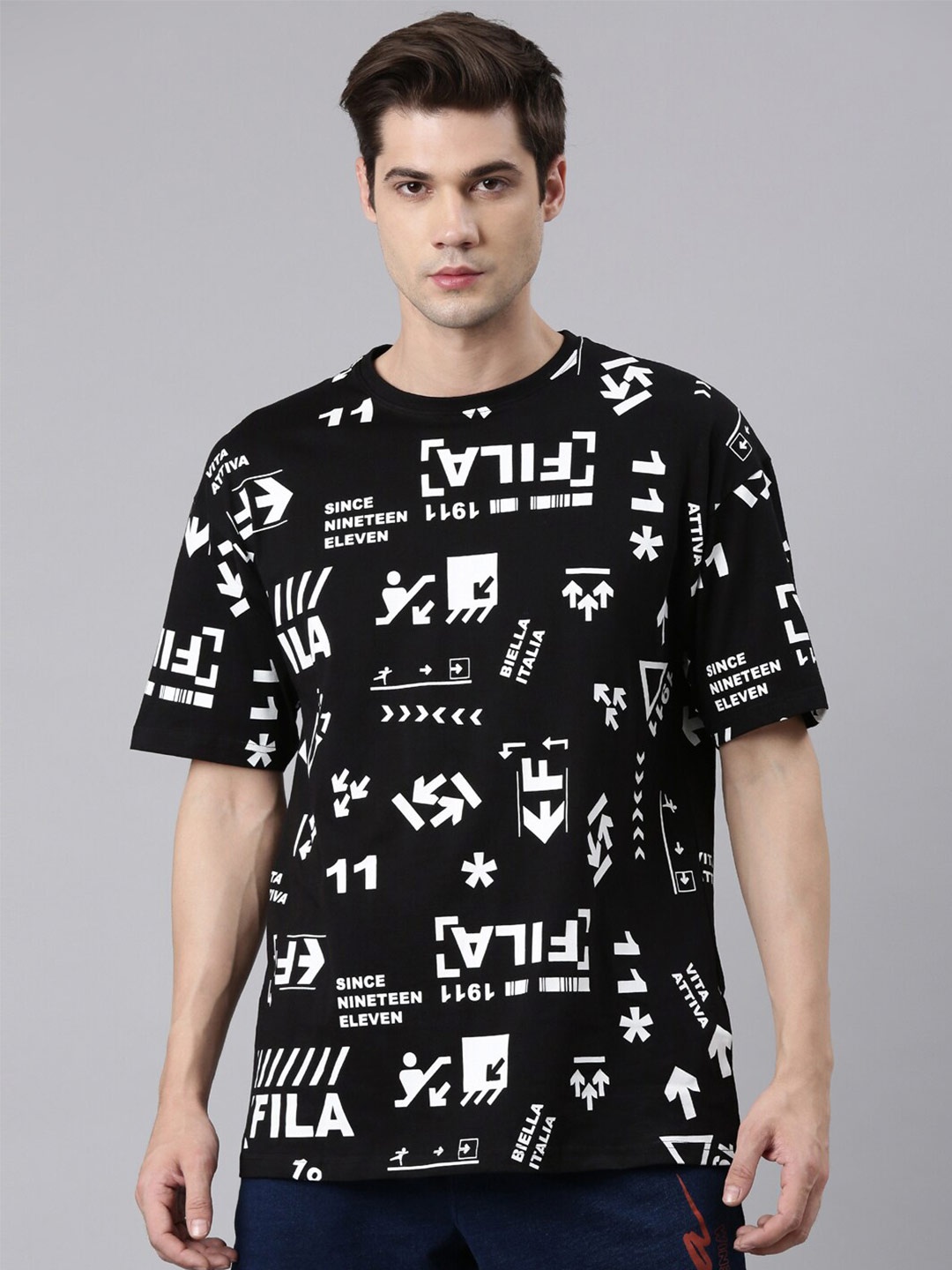 

FILA Typography Printed Organic Cotton T-shirt, Black