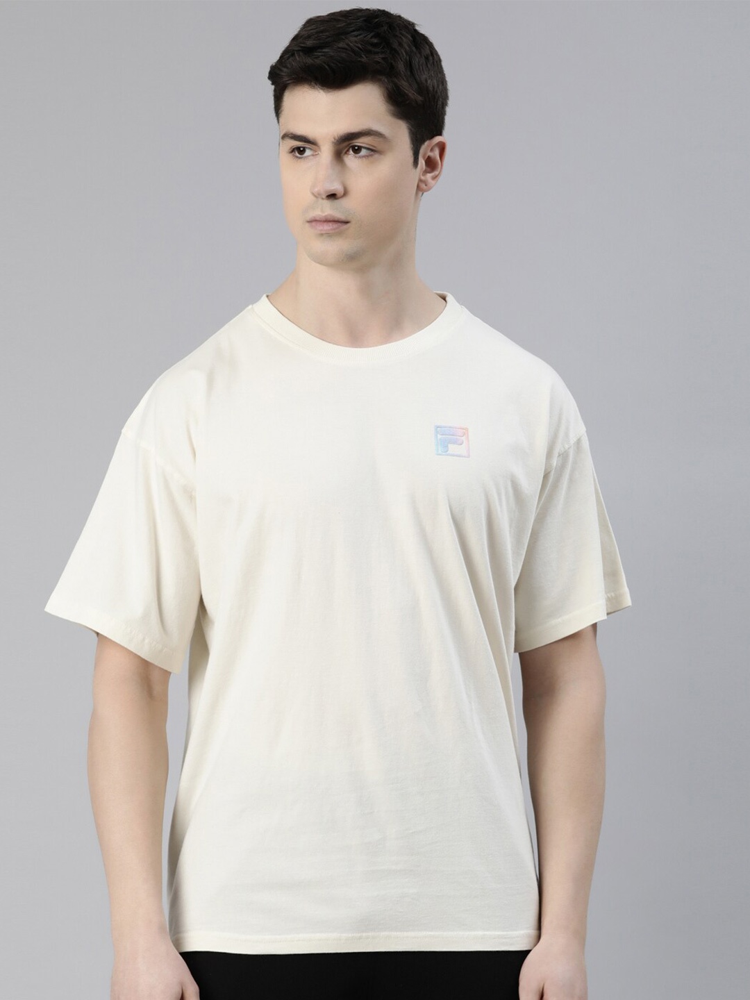 

FILA Round Neck Typography Printed Organic Cotton T-shirt, Cream