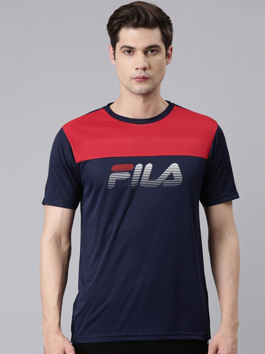 

FILA Brand Logo Printed Round Neck T-shirt, Red
