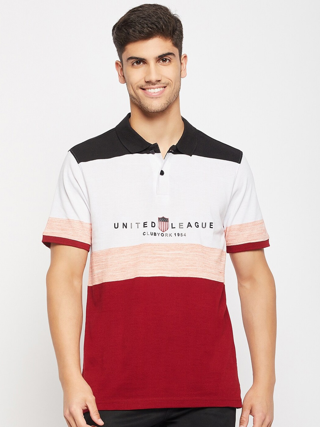 

Club York Striped Polo Collar T-shirt, Maroon