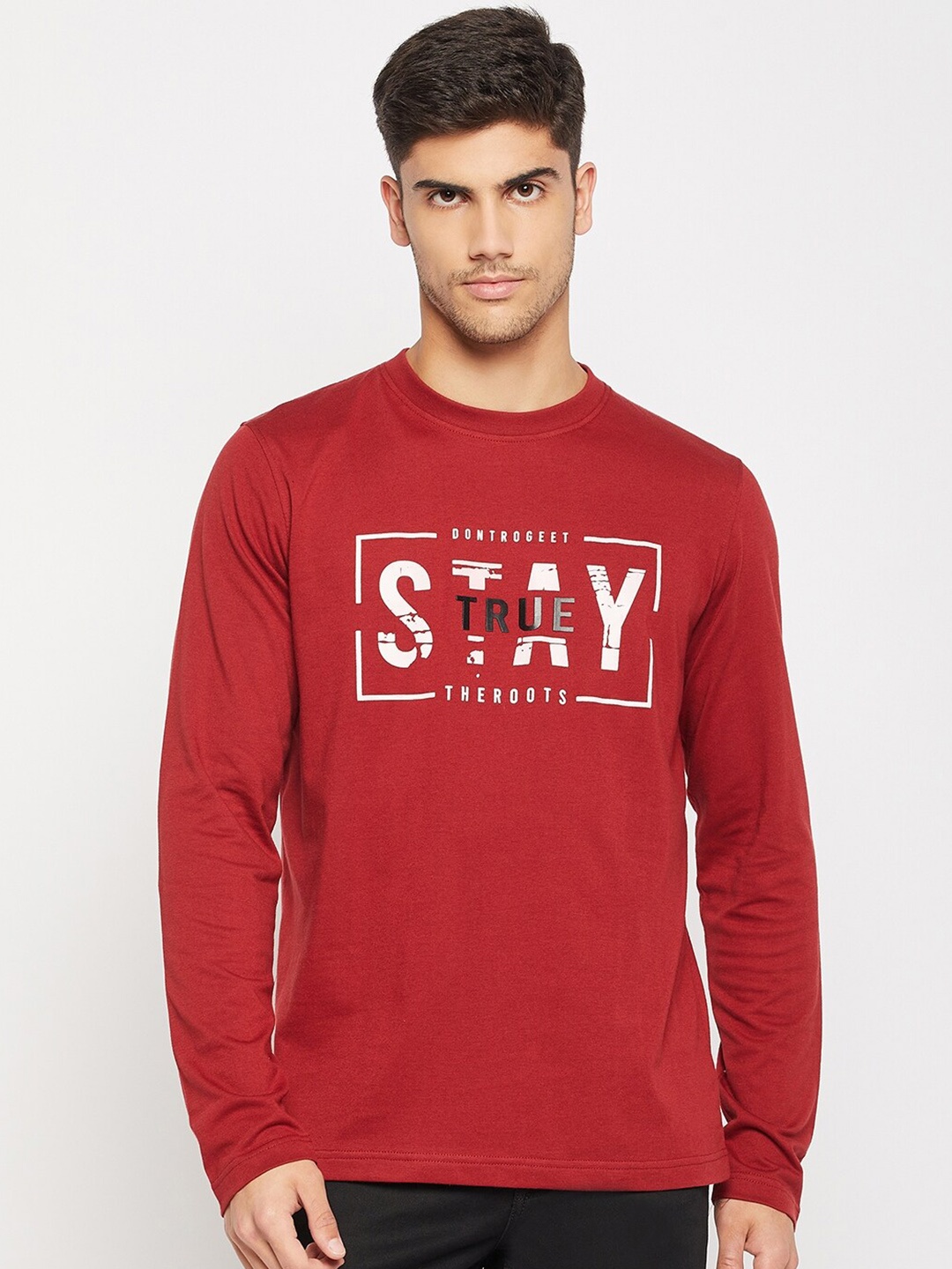 

Club York Typography Printed Round Neck T-shirt, Maroon