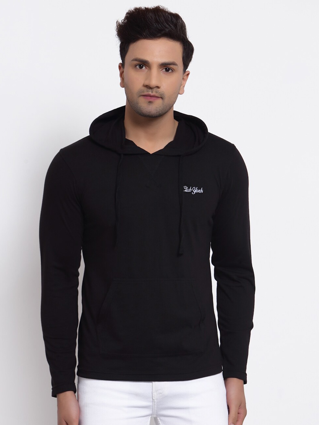 

Club York Hooded Cotton T-shirt, Black