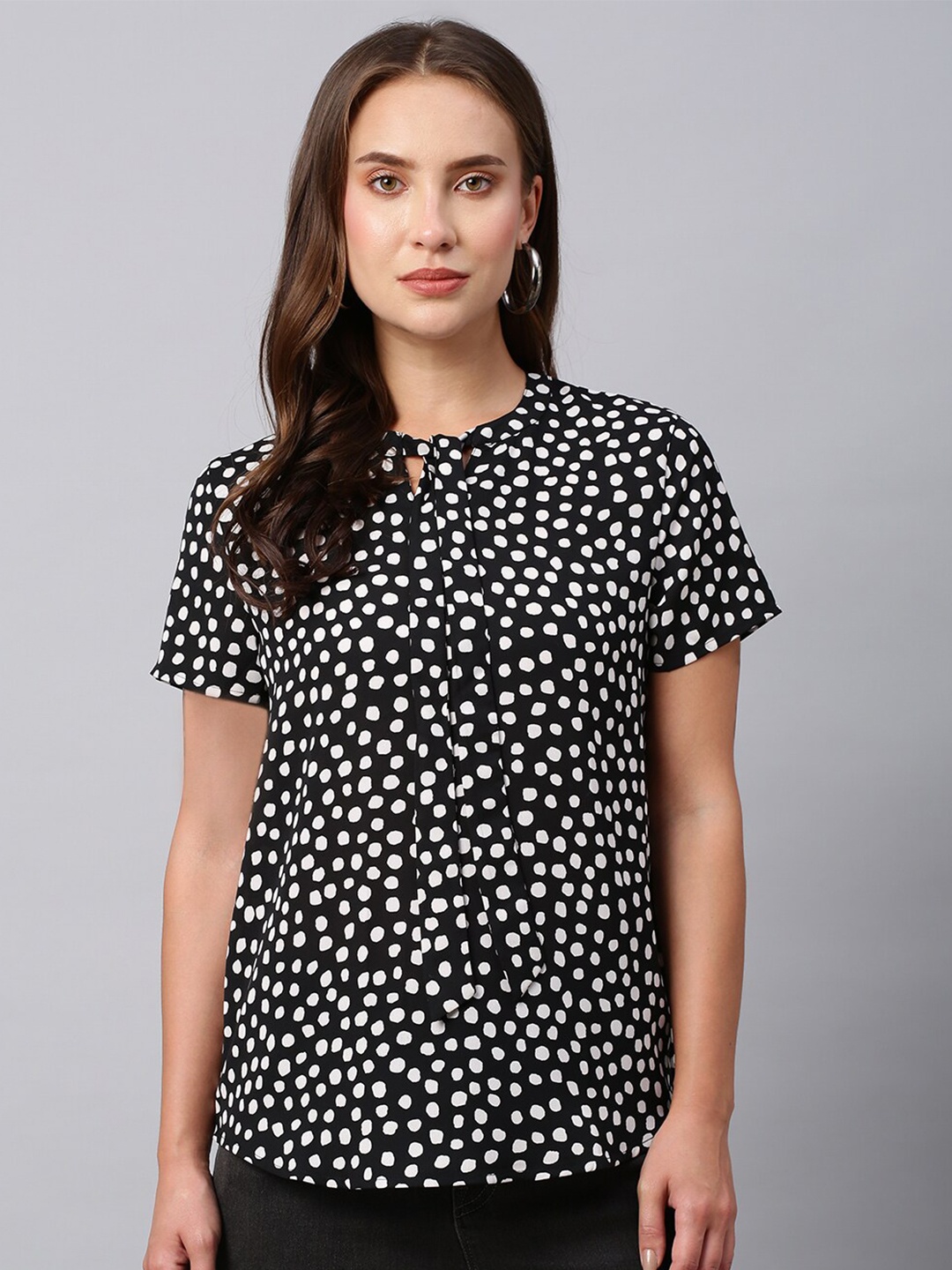 

Chemistry Polka Dot Printed Top, Black