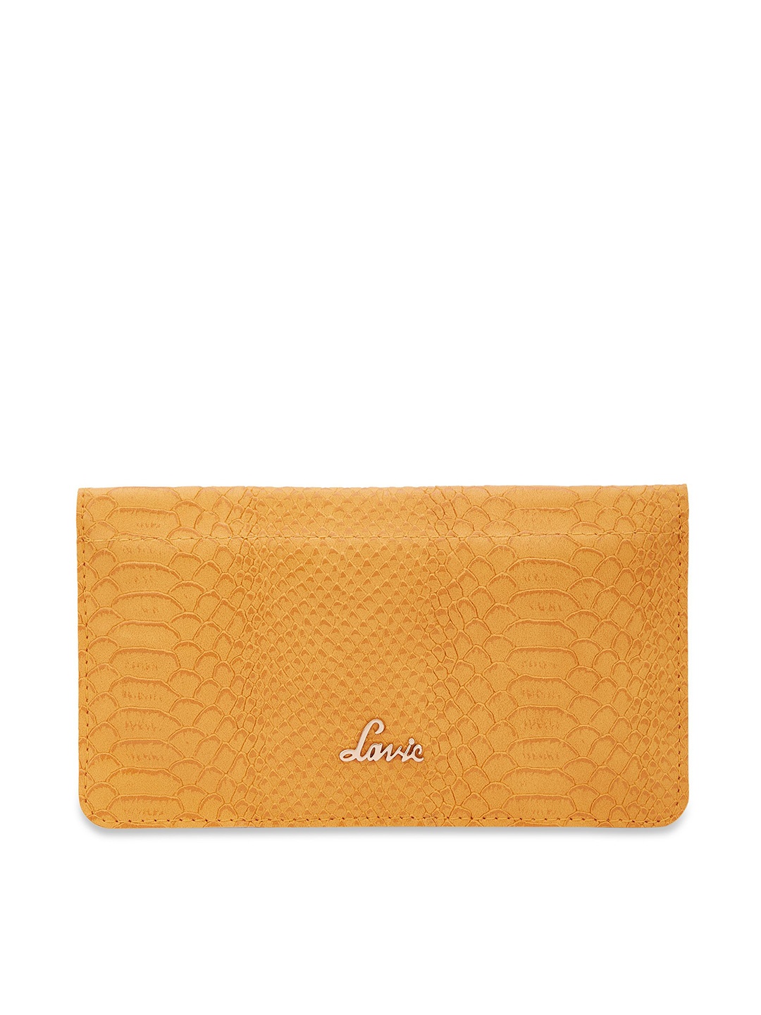 

Lavie Women Textured Synthetic Leather Two Fold Wallet, Yellow