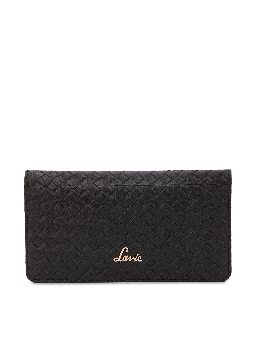

Lavie Women Textured Synthetic Leather Two Fold Wallet, Black