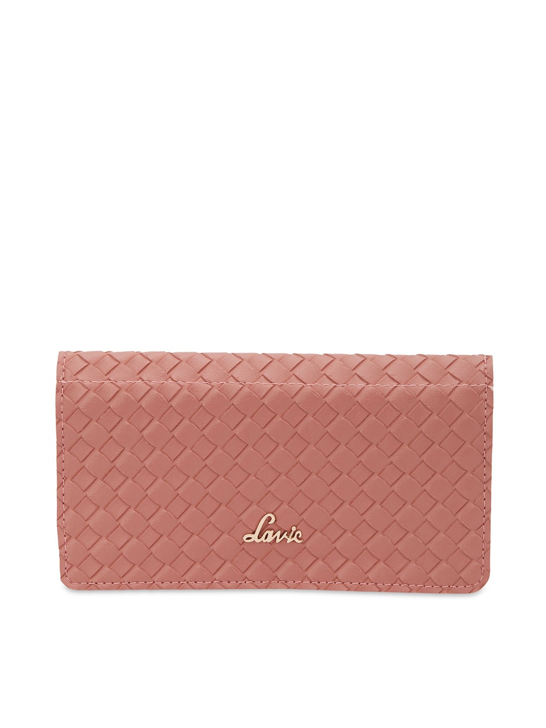 

Lavie Women Textured Synthetic Leather Two Fold Wallet, Pink