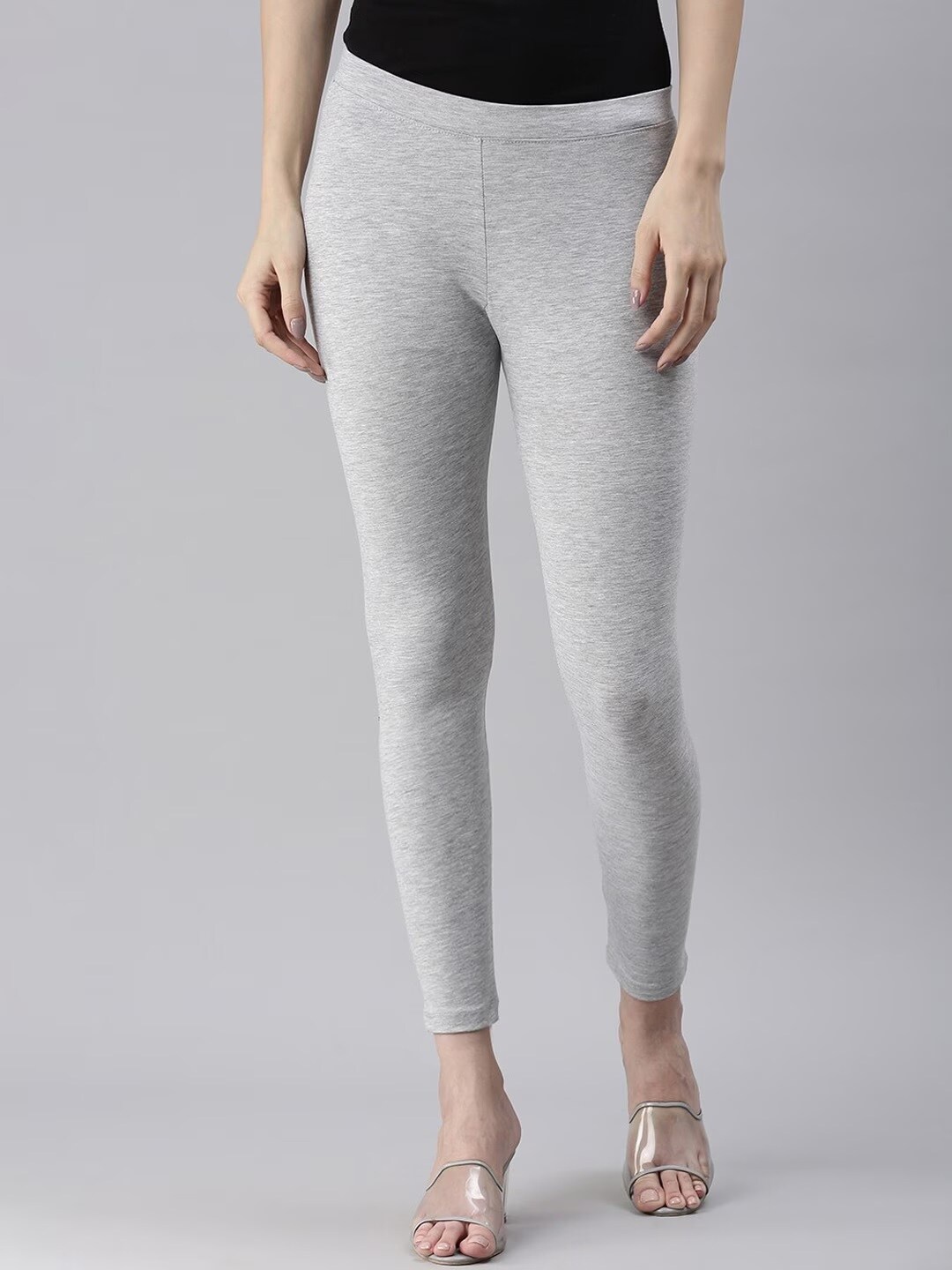 

Kryptic Women Mid Rise Slim Fit Cotton Ankle Length Leggings, Grey