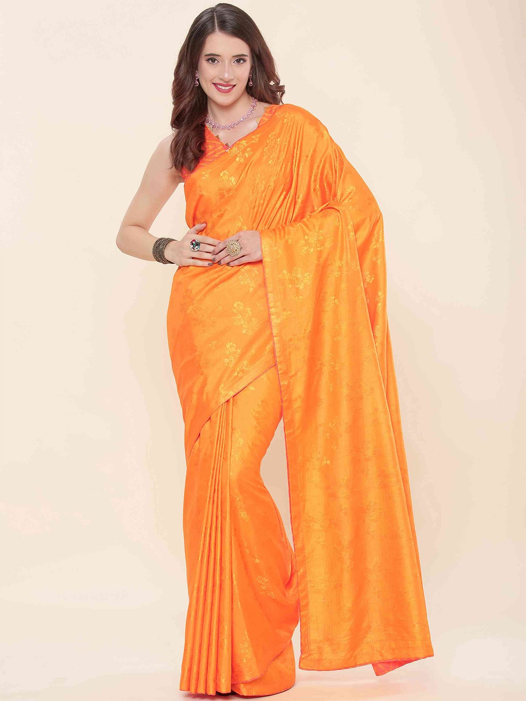 

elora Floral Woven Design Banarasi Saree, Mustard