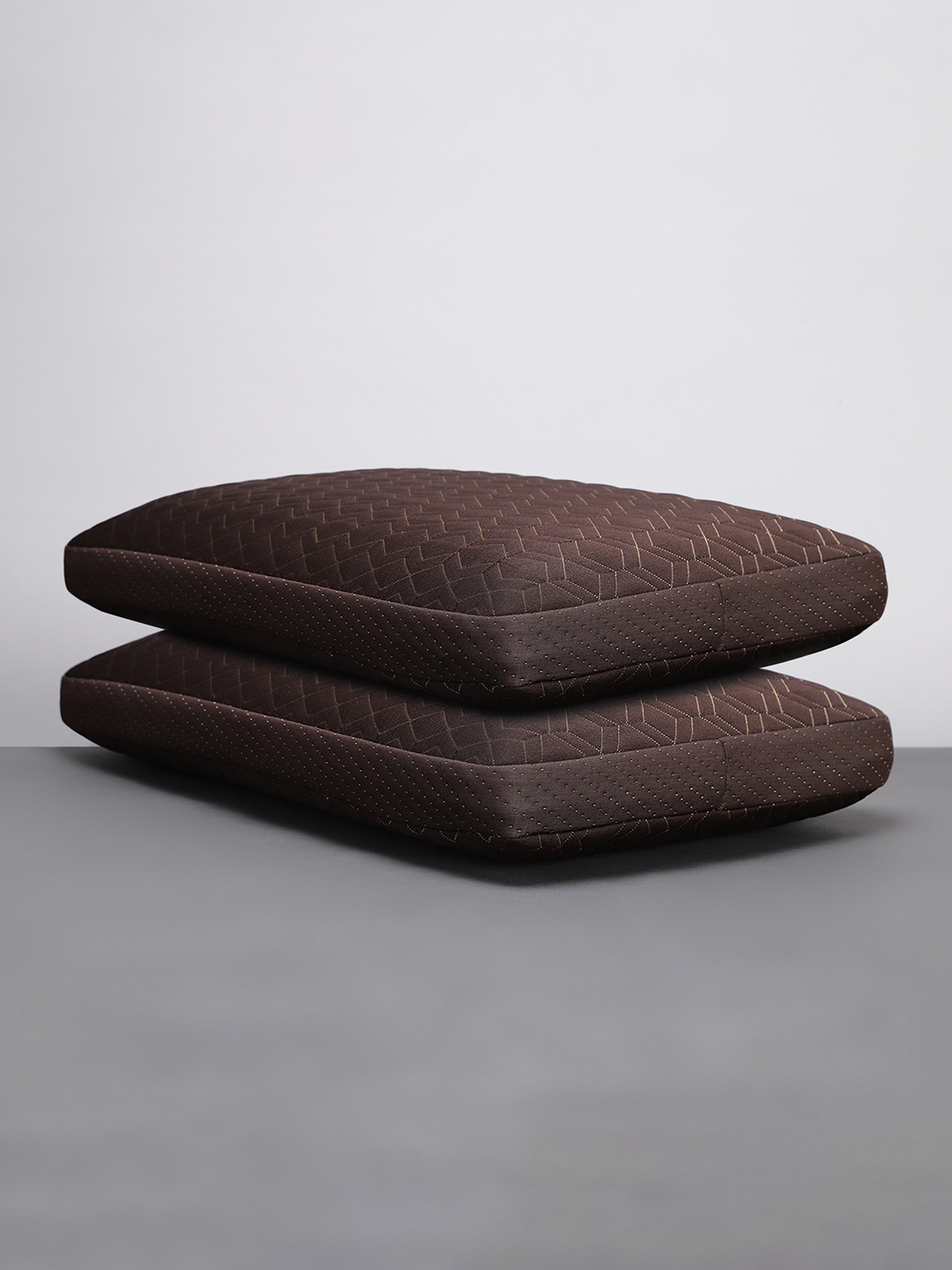 

LA VERNE Brown2-Pieces Cooling Gel Infused Pincore Breathable Memory Foam Pillows, Brown