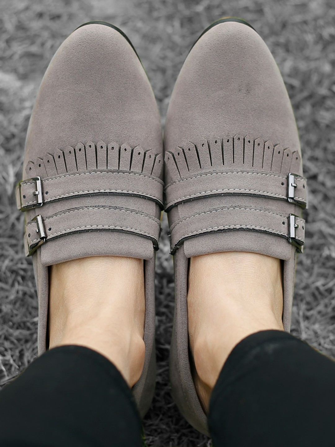 

Bxxy Men Double Monk Slip-On Shoes, Grey
