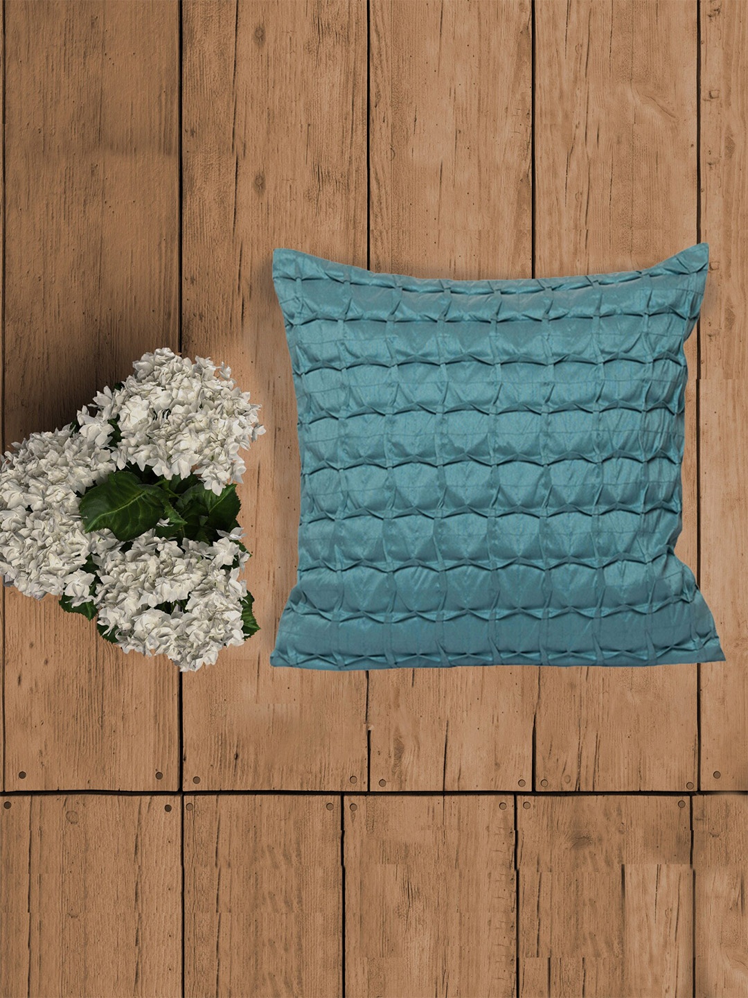 

ZEBA Blue Self Design Square Cushion Cover