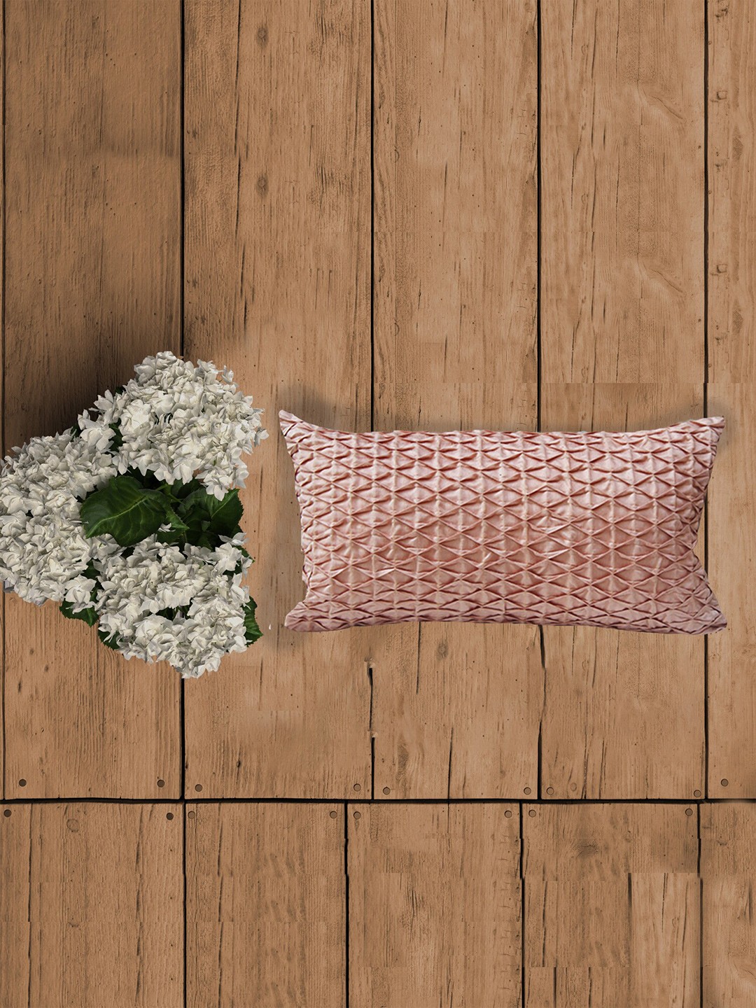 

ZEBA World Pink Self Design Rectangle Cushion Cover