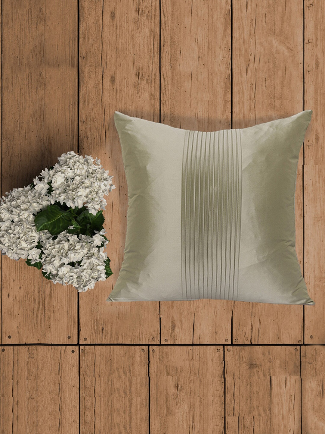 

ZEBA World Green Pleated Square Cushion Cover