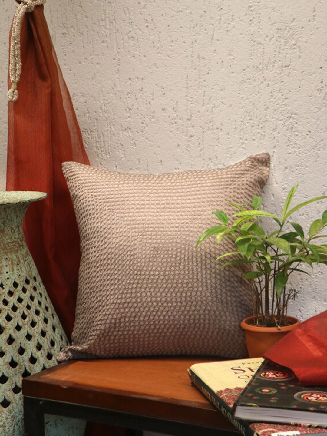 

ZEBA Grey Cotton Square Cushion Cover