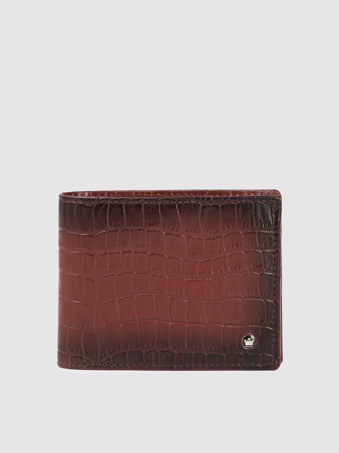 

Louis Philippe Men Crocodile Textured Leather Two Fold Wallet, Brown