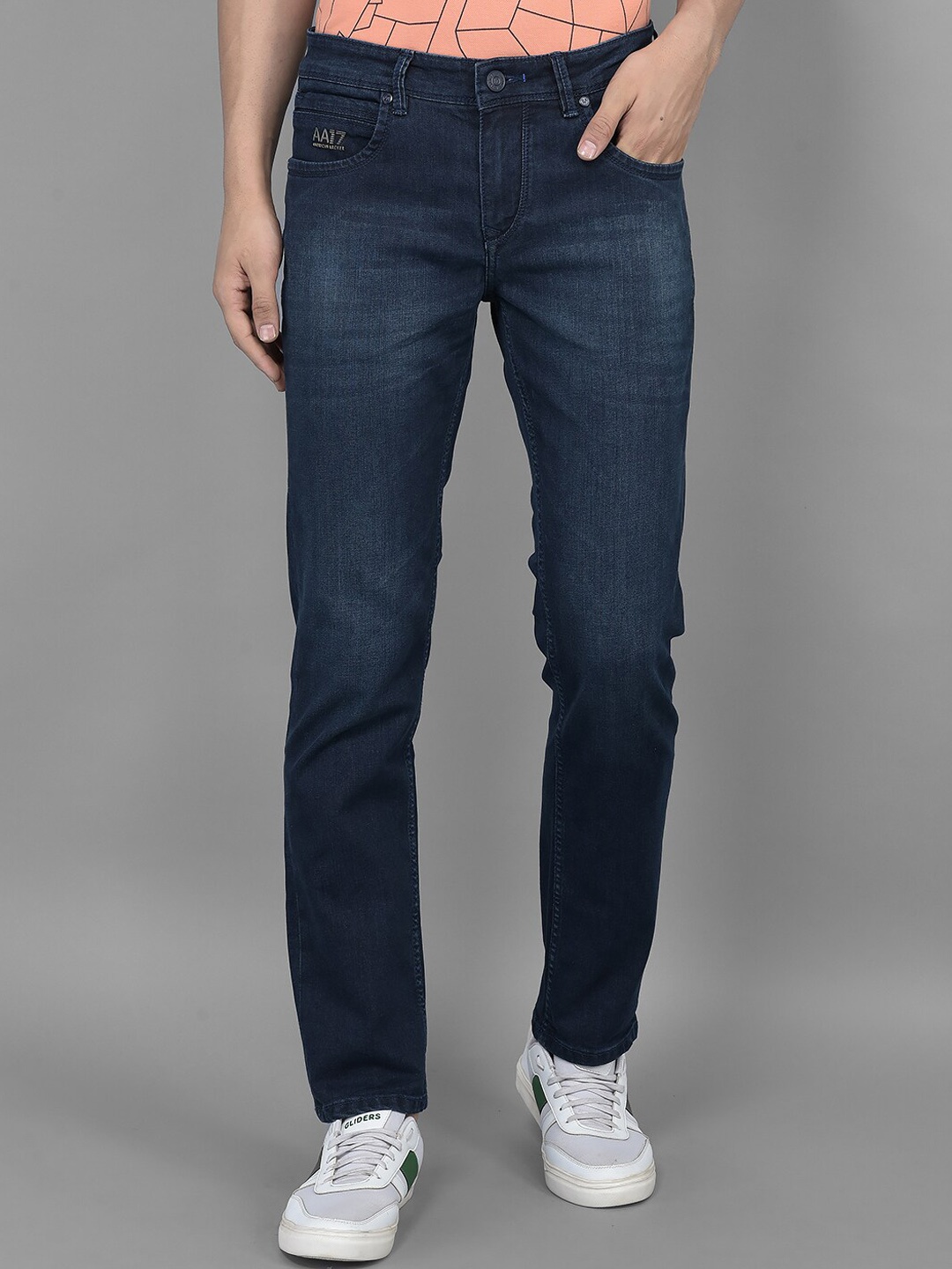 

American Archer Men Smart Slim Fit Low-Rise Light Fade Stretchable Jeans, Blue