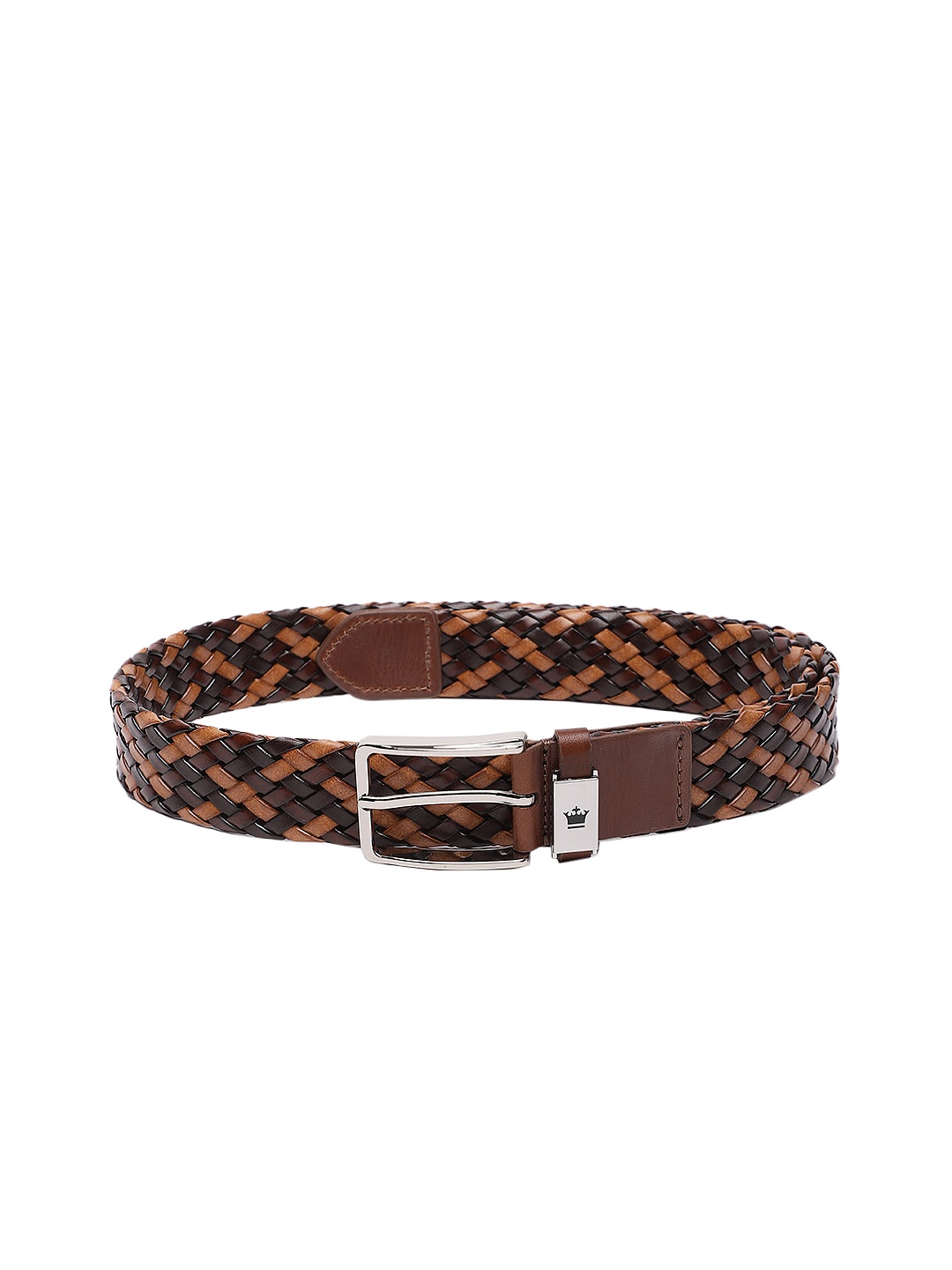 

Louis Philippe Sport Men Woven Design Leather Belt, Brown