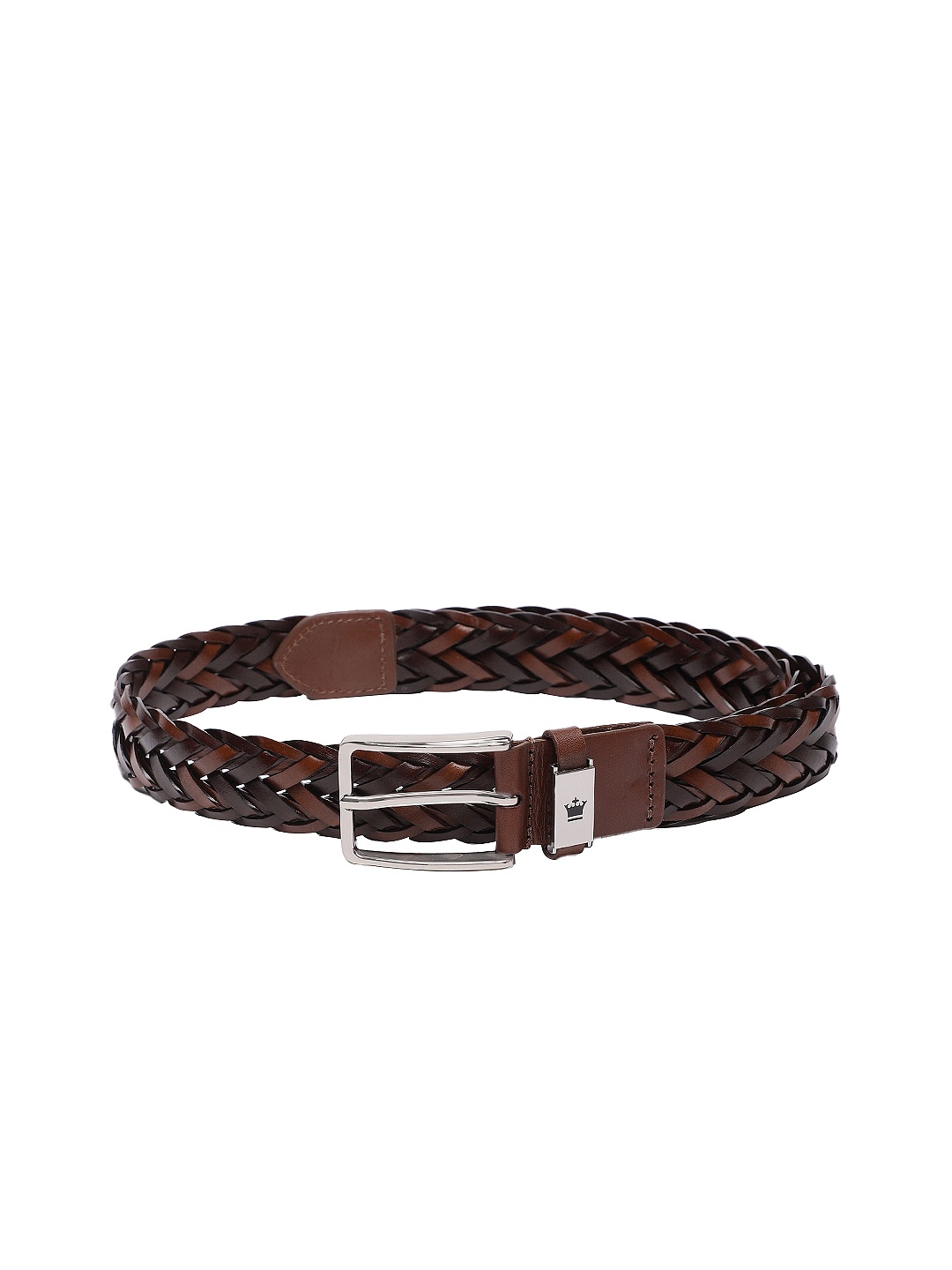 

Louis Philippe Sport Men Woven Design Leather Belt, Brown