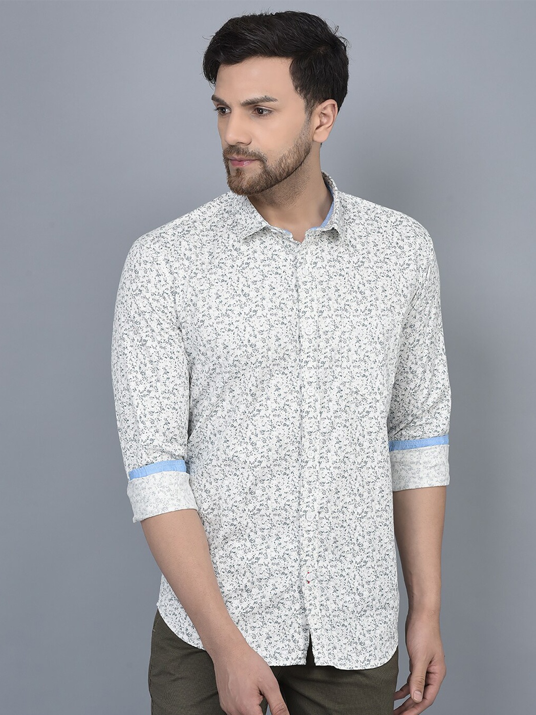 

COBB Smart Slim Fit Floral Printed Opaque Casual Shirt, Off white
