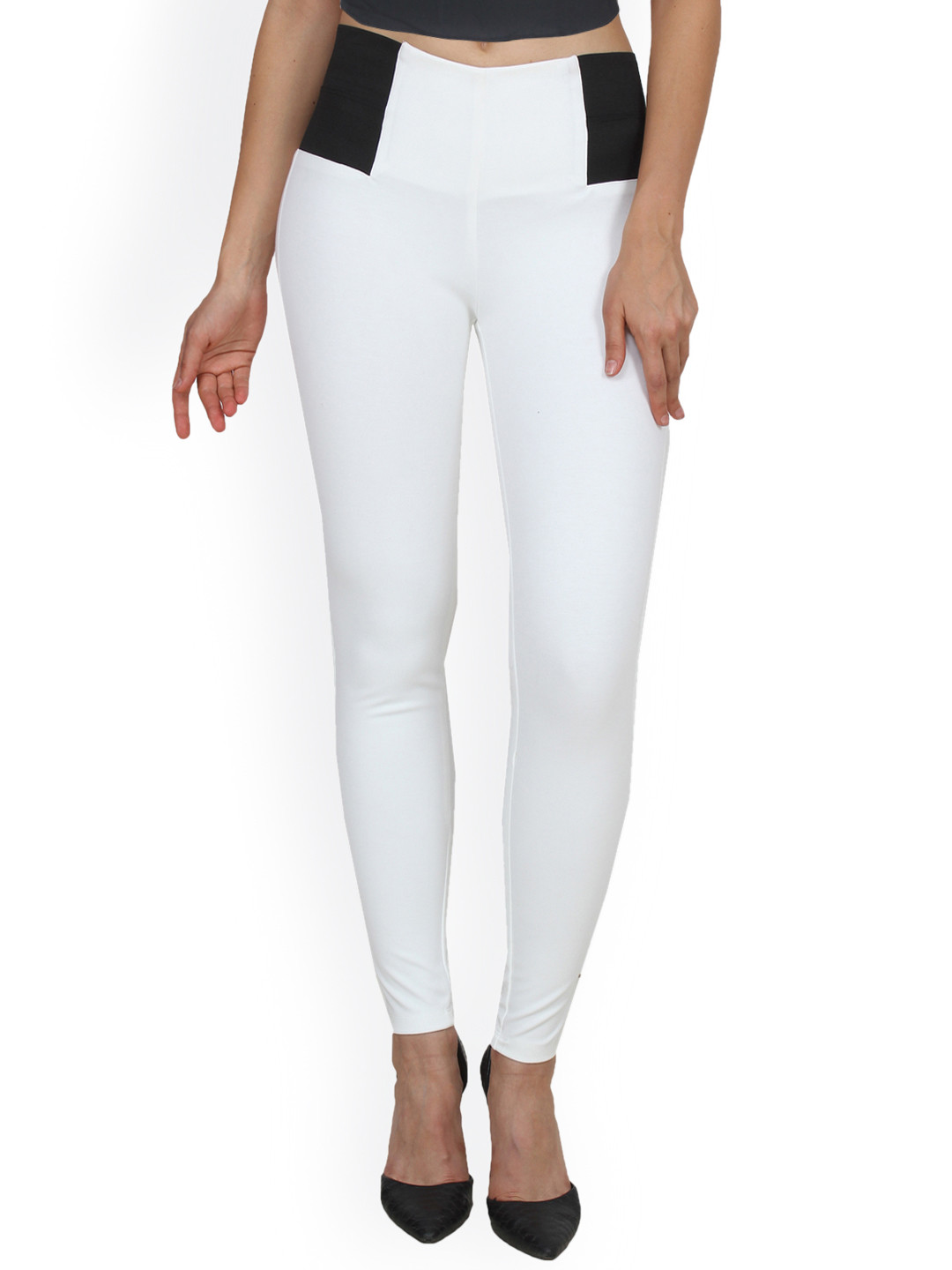 

Cation Women White Woven Jeggings