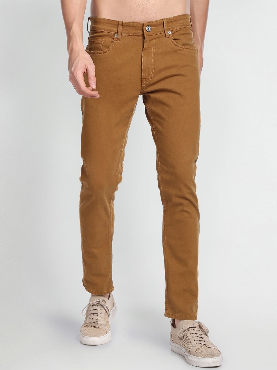 

Flying Machine Men Coloured Mid-Rise Slim Fit Jeans, Brown