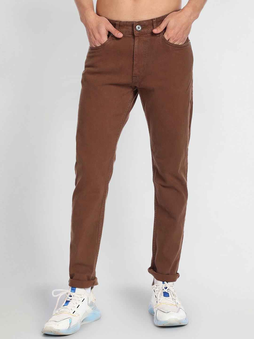 

Flying Machine Men Coloured Slim Fit Mid-Rise Jeans, Brown