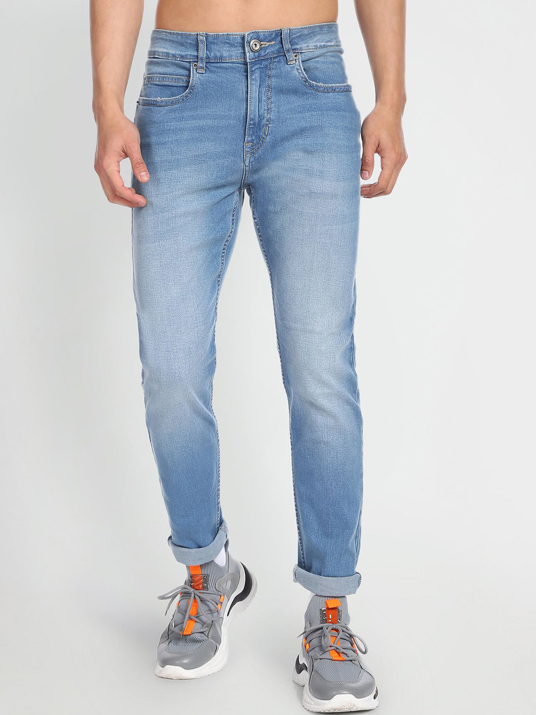 

Flying Machine Men Slim Fit Light Fade Whiskers Jeans, Blue