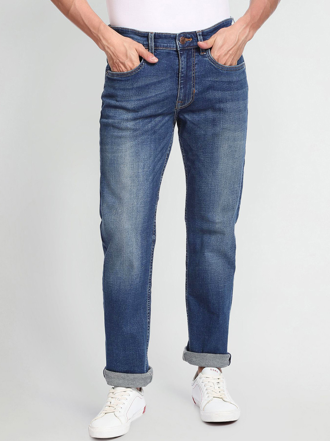 

U.S. Polo Assn. Denim Co. Men Blue Harold Slim Straight Fit Light Fade Jeans