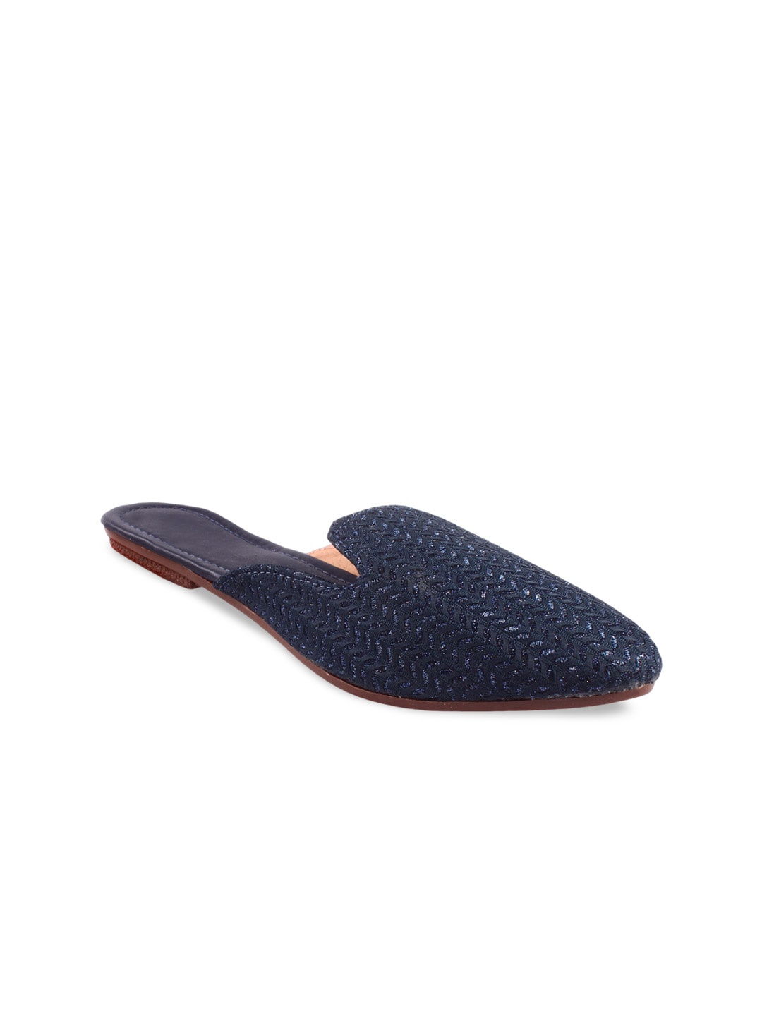 

Apratim Embellished Round Toe Mules, Navy blue