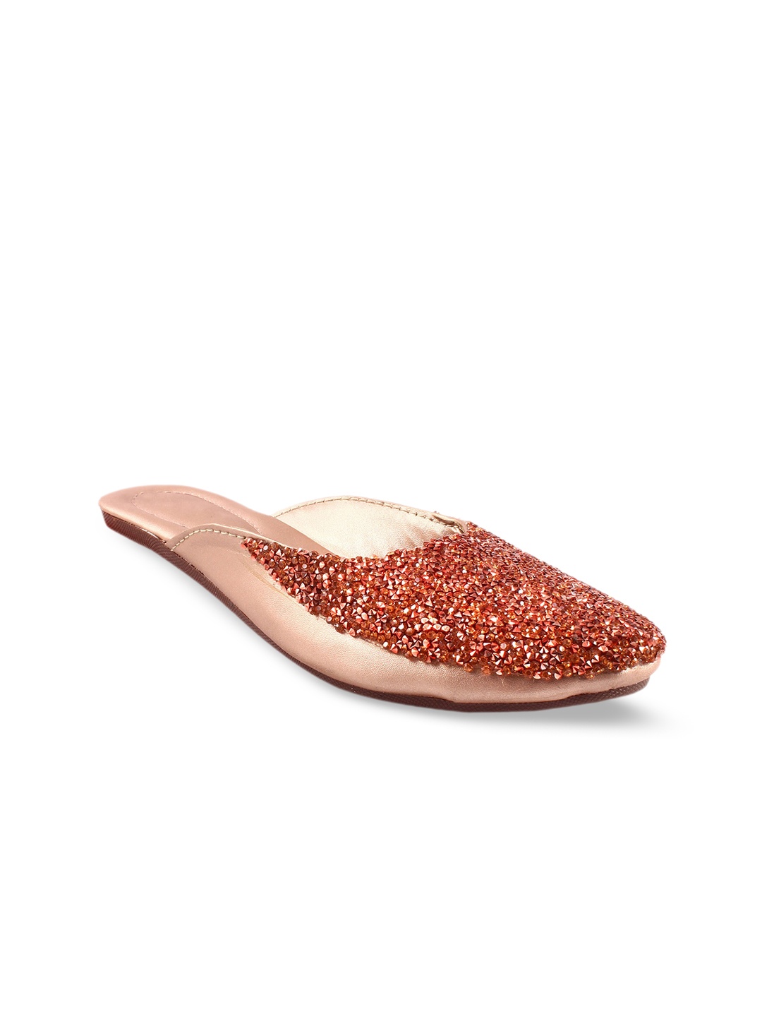 

Apratim Embellished Round Toe Mules, Copper