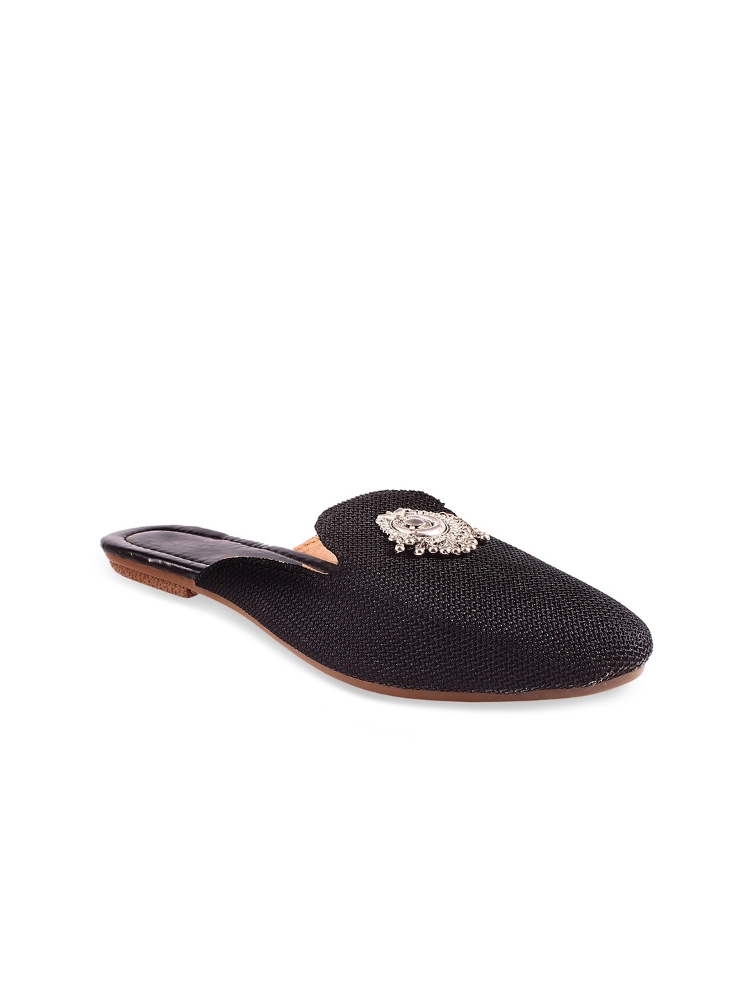 

Apratim Embellished Round Toe Mules, Black