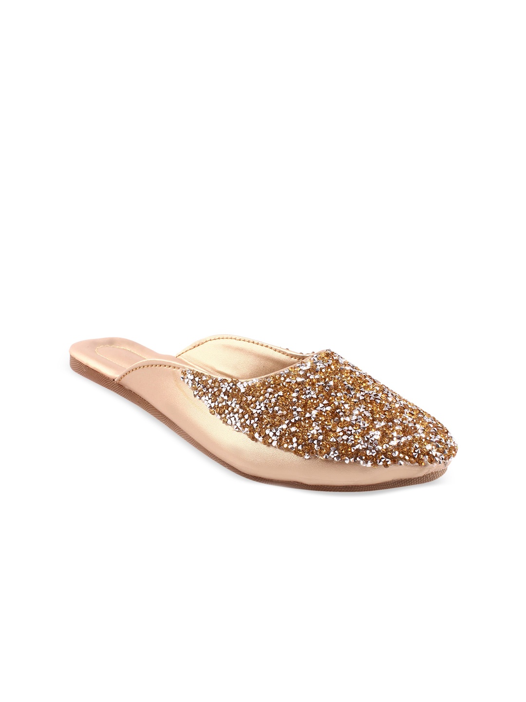 

Apratim Embellished Round Toe Mules, Beige