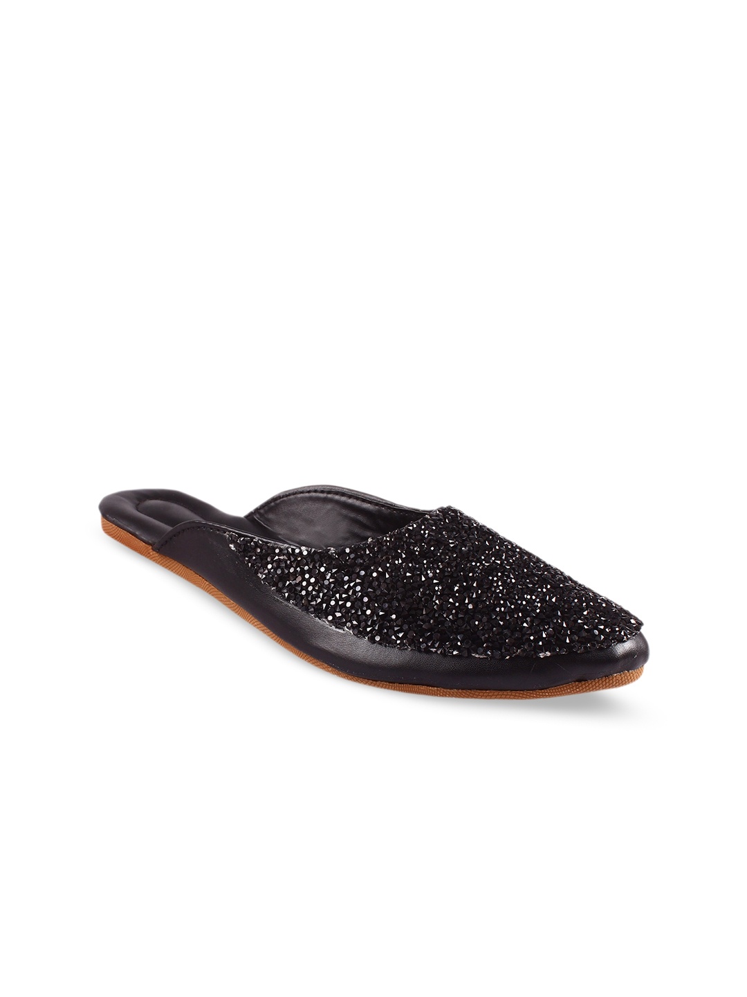 

Apratim Embellished Round Toe Mules, Black