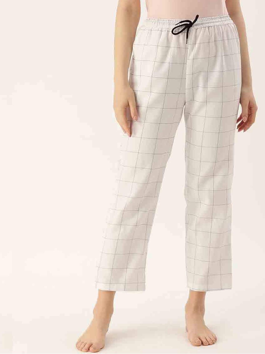 

Kryptic Women Checked Relaxed Fit Lounge Pants, White